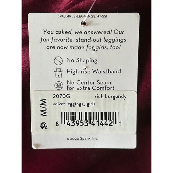 Spanx Girls Velvet Leggings Rich Burgundy Size M (8–10) High Rise Waistband NWT - Picture 4 of 8